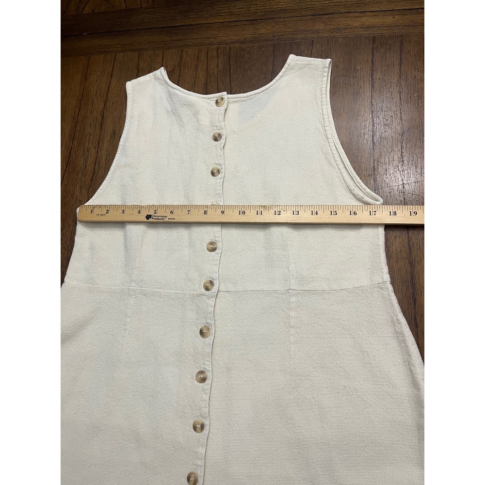 Kiko Comfortable Clothing Womens Medium Cream Cotton Button Back Midi Dress - Picture 3 of 5